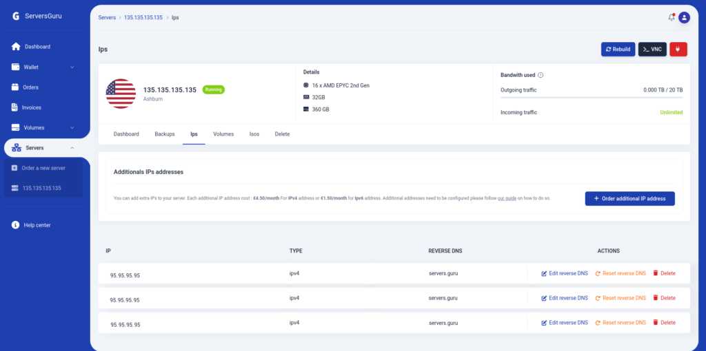 anonymous server management extra IPs